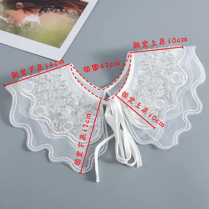 Women Double Layer Fake Collar Small Scarf Casual Solid Color Lapel False Collar Female Shirt Detachable Collar