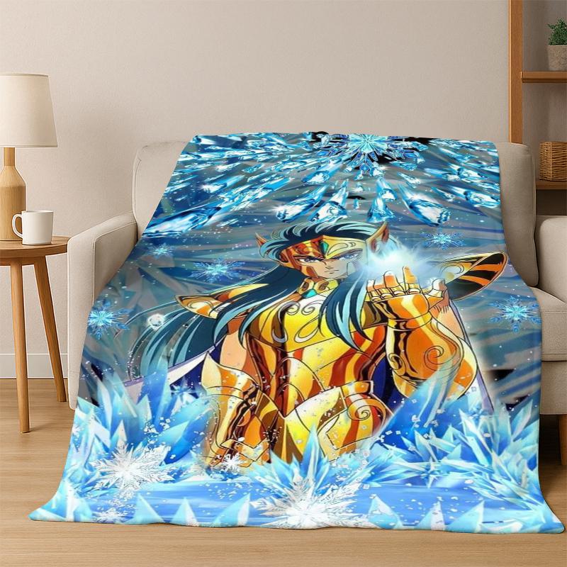 Мультяшное одеяло из фланели Saint Seiya Аниме Мягкое теплое одеяло Плед для спальни гостиной кровати Путешествия Пикника Подарок ребенок