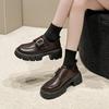 Loafers Women's Spring and Autumn New Platform Heightening Retro Velcro Small Leather Shoes Thick Heel British Commuter Shoes