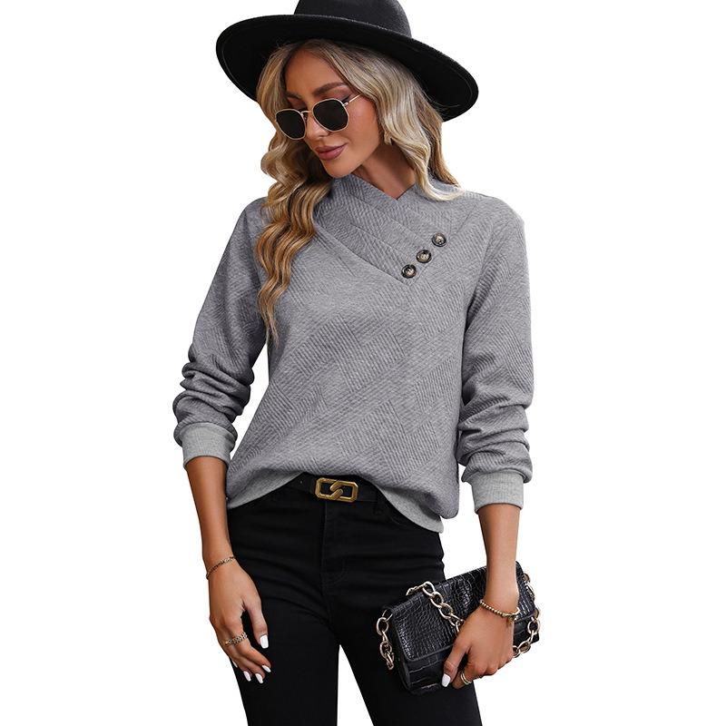 Casual Solid Color Long Sleeve Pullover Sweatshirt For Women