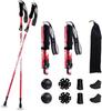 Trekking Pole Set of Large Telescopic Mountain Walking Walking Storage Bag Outdoors D.DOT 2, Red, Size, Aluminum, Foldable, Unisex, Lightweight,