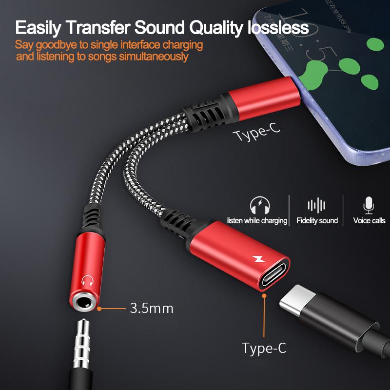 2 iN1 Type C To 3.5mm Jack Audio Earphone Adapter PD 18W Charging Cable Converter USB 3.0 To Type C OTG Adapter for MacbookPro Samsung Xiaomi Huawei