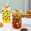Кружка из высокоборосиликатного стекла 16 унций с рисунком "Мама собаки", с крышкой и соломинкой, для сока, кофе, летние и зимние подарки для владельцев собак и домашних животных