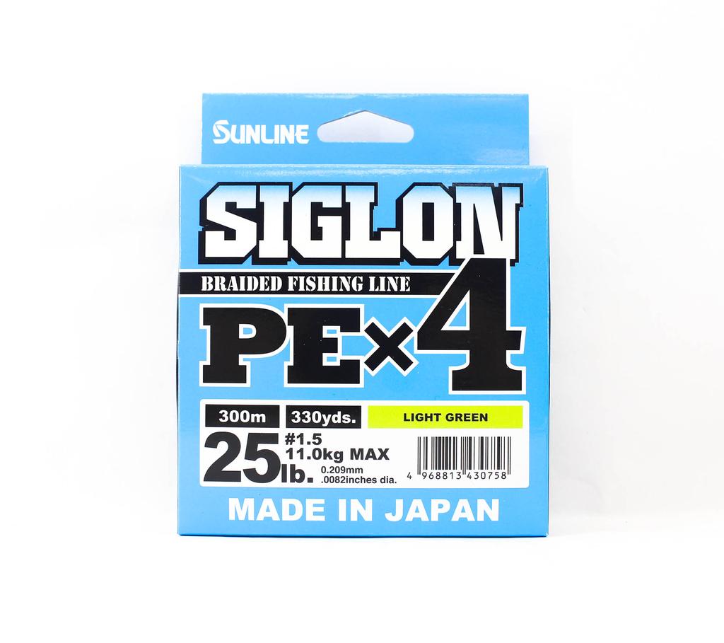 Sunline Леска PE X4 Siglon 300M PE 1.5 25LB Лаймово-зеленый (0758)
