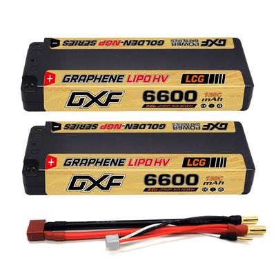 Раскройте мощь DXF 2 ШТ. 2S 150C 6600 мАч LCG Hard Cay a RC LiPo с 5-мм литий-полимерным аккумулятором, идеально подходящего для RC-масштаба и DXF! 7.6В LiPo, пули.