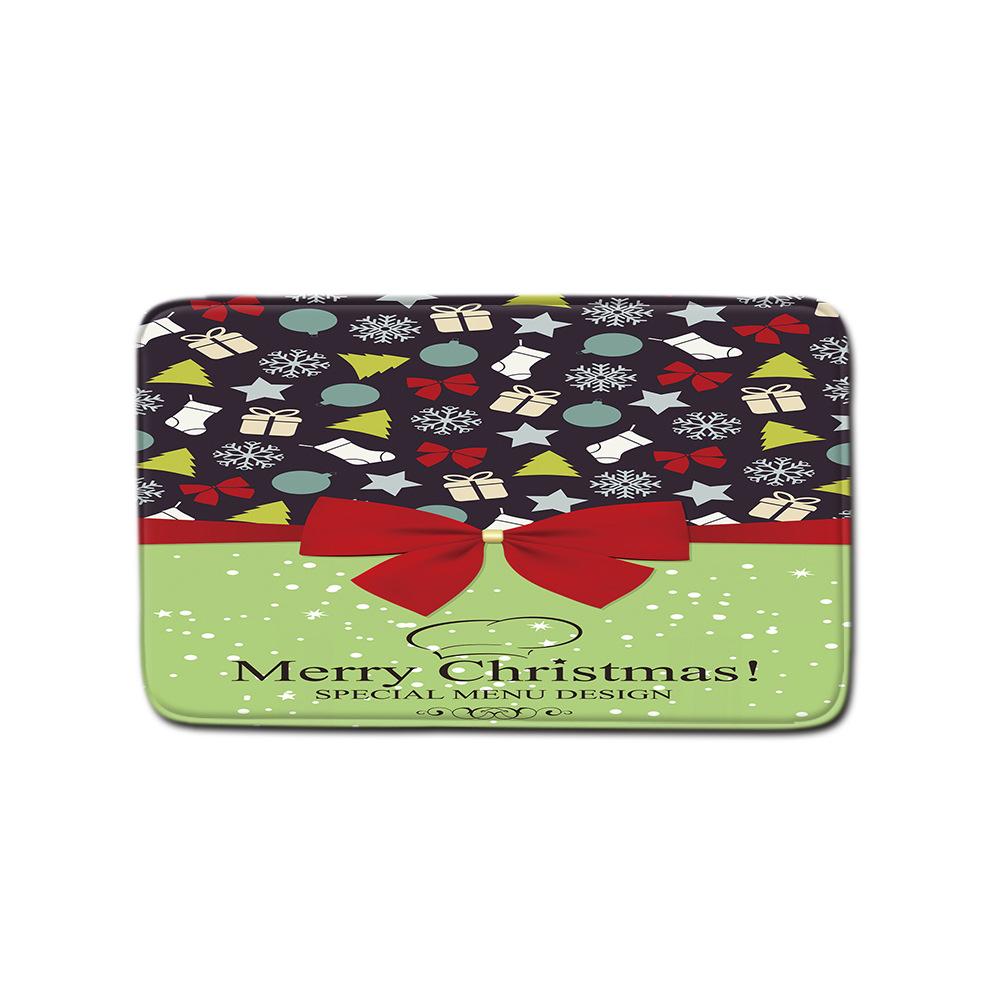 Christmas Shower Curtain Floor Mat Combination Four-Piece Set Bathroom Toilet Carpet Shower Room Mat Foot Mat