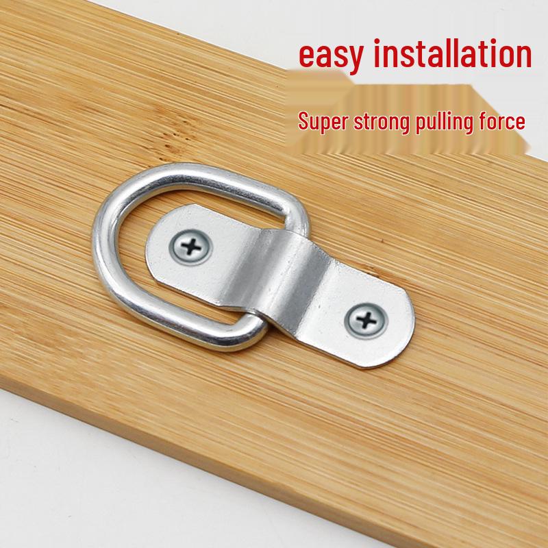 Galvanized Iron D-Ring Floor Hook: Small, Fixed, Semicircular Buckle