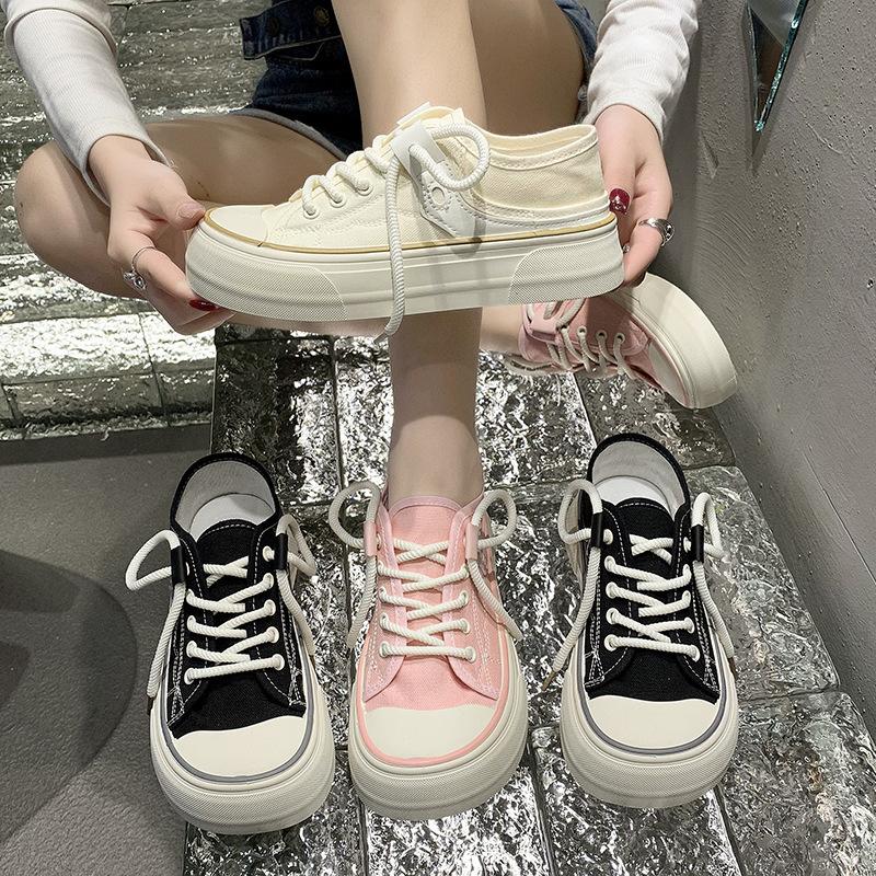 Парусиновые туфли женские ретро туфли с большой головой весна-лето 2025 в корейской версии повседневные спортивные туфли длиной два с половиной дюйма