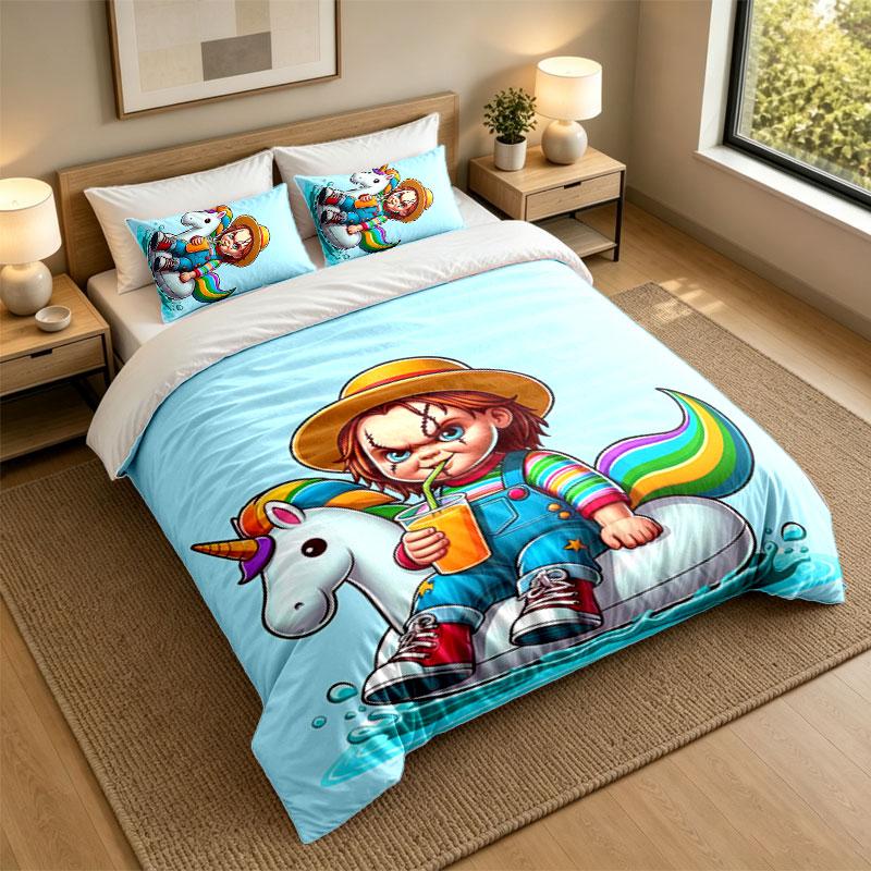 3Pcs Bedding SetChucky Soft Bed Sheet and Two Pillowcases Home Bedroom Decor