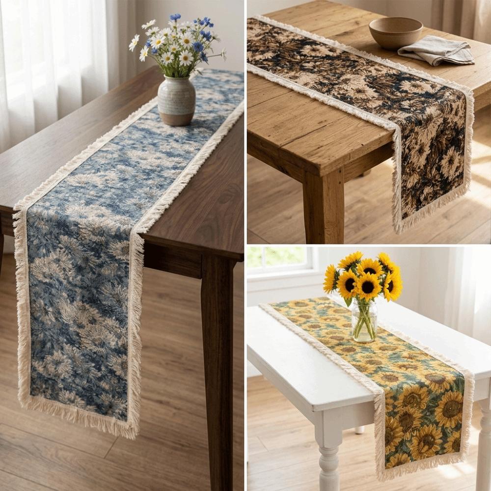Textile Fabric Table Runner Cloth Wrinkle‑resistant Tabletop Decor Table Cover Coffee‑table