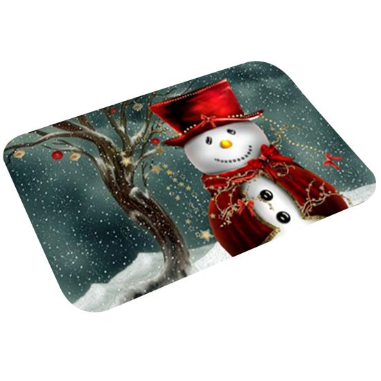 Floor Mat Christmas Theme Pattern Non Slip Flannel Front Door Entrance Mat Home