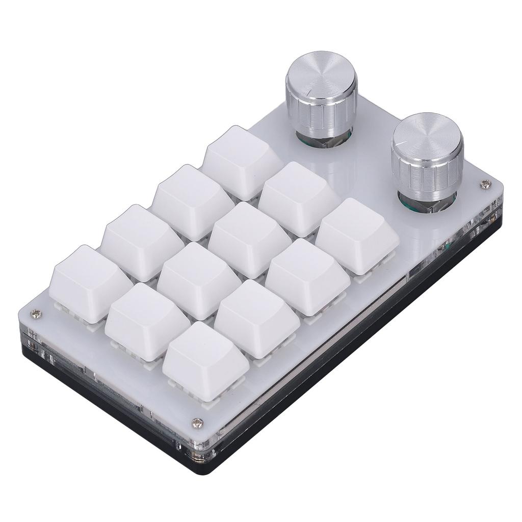 Mini USB Keypad 12 Key Multifunctional Shortcut Programmable Keyboard with 2 Knob for Gaming