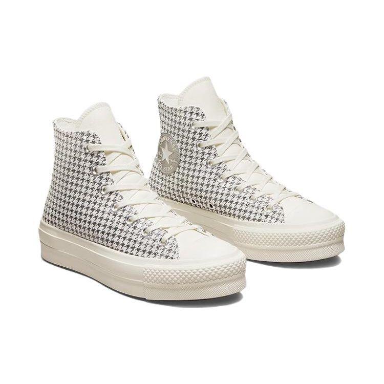 Converse Кеды Chuck Taylor All Star Lift Платформа Высокие 'Ткань в клетку Блеск - Белый Чистое Серебро' A04276C