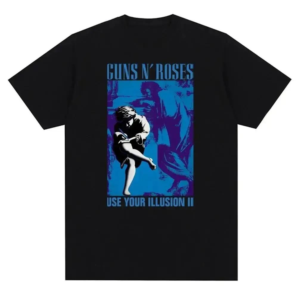 Горячая Распродажа Guns N Roses Классический Постер Графический Принт Футболка Мужчины Женщины Уличная Мода Харадзюку Хлопок Свободный Повседневный Оверсайз Топ Летний Новый Футболка