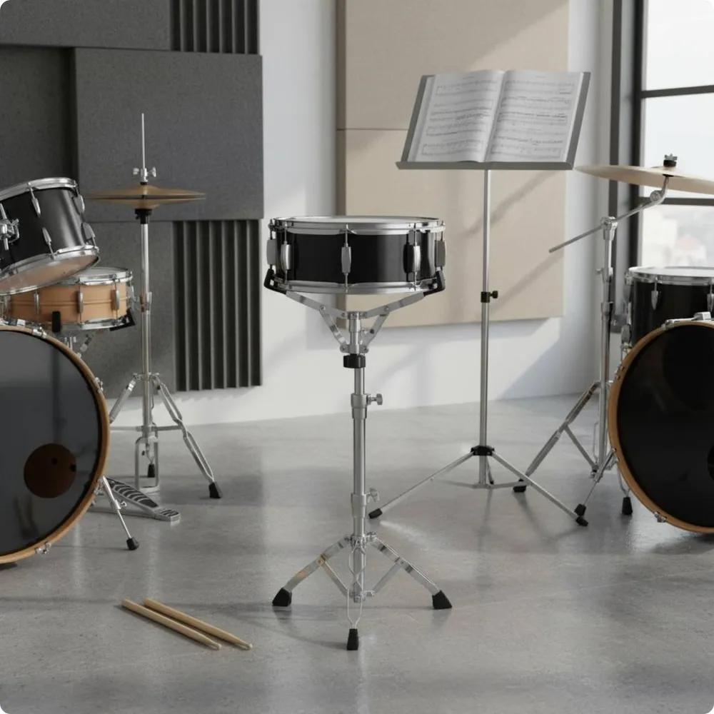Snare drum stand, silver, 40 cm.