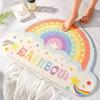 Rainbow Semi-Circular Imitation Cashmere Floor Mat Bathroom Door Suction Door Mat Toilet Cute Soft Non-Slip Foot Mat