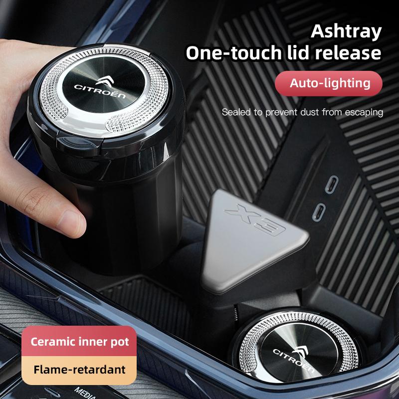 Car Ashtray LED Lighting Ceramic Inner Liner Accessories For Citroen DS5 RD3 Cross Berlingo Xsara C6 C4 C3 C2 C1 2CV VTS DS3 DS4 uj2