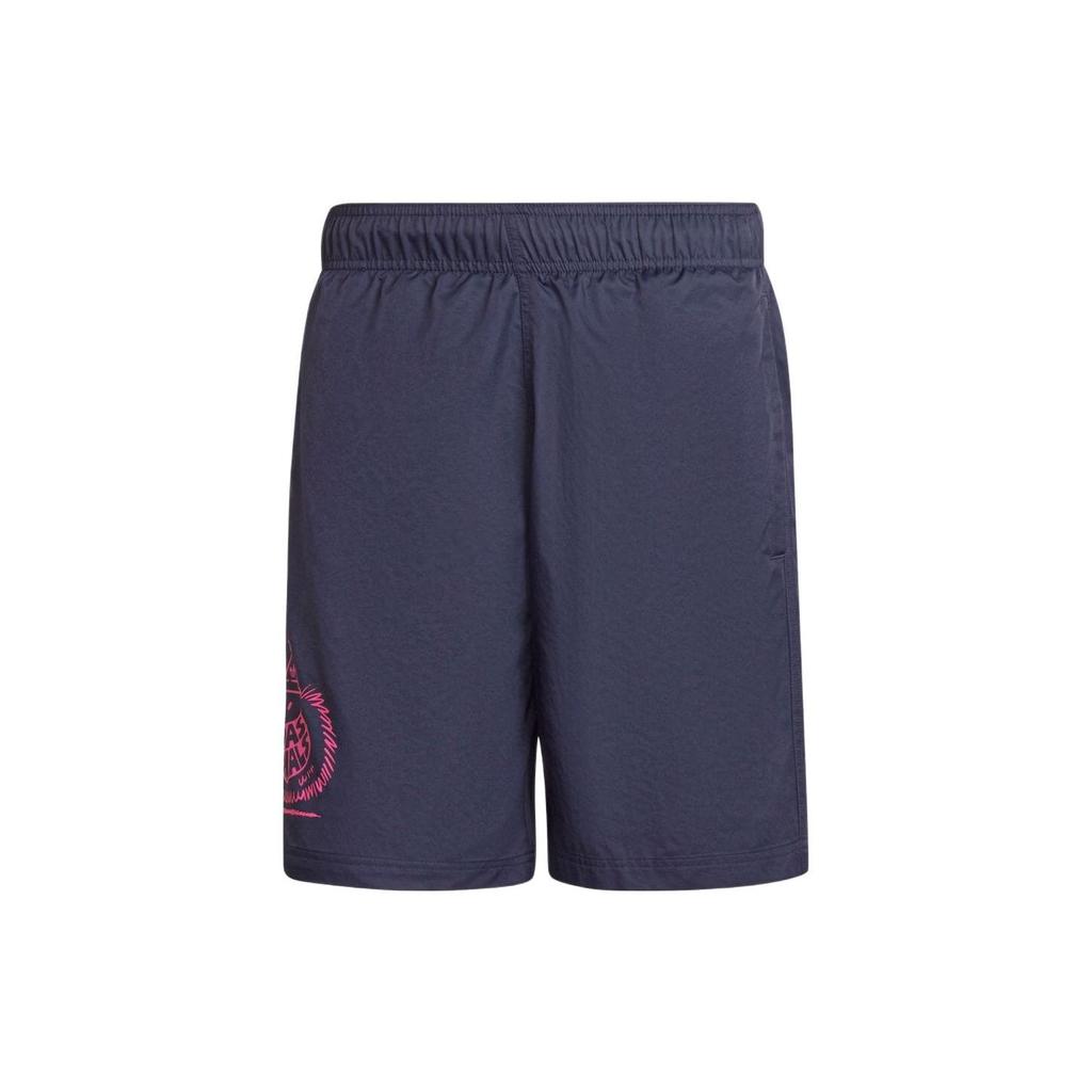 Adidas FW22 Lion Logo Elastic Waist Swim Shorts Men Swim Shorts Navy-Blue HF4927