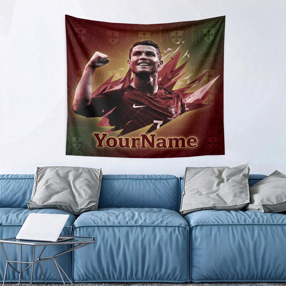 Cristiano Ronaldo Custom Your Name Wall Decor Tapestry Art For Pet Memorial Birthday Wedding Party Backdrop Family Gift