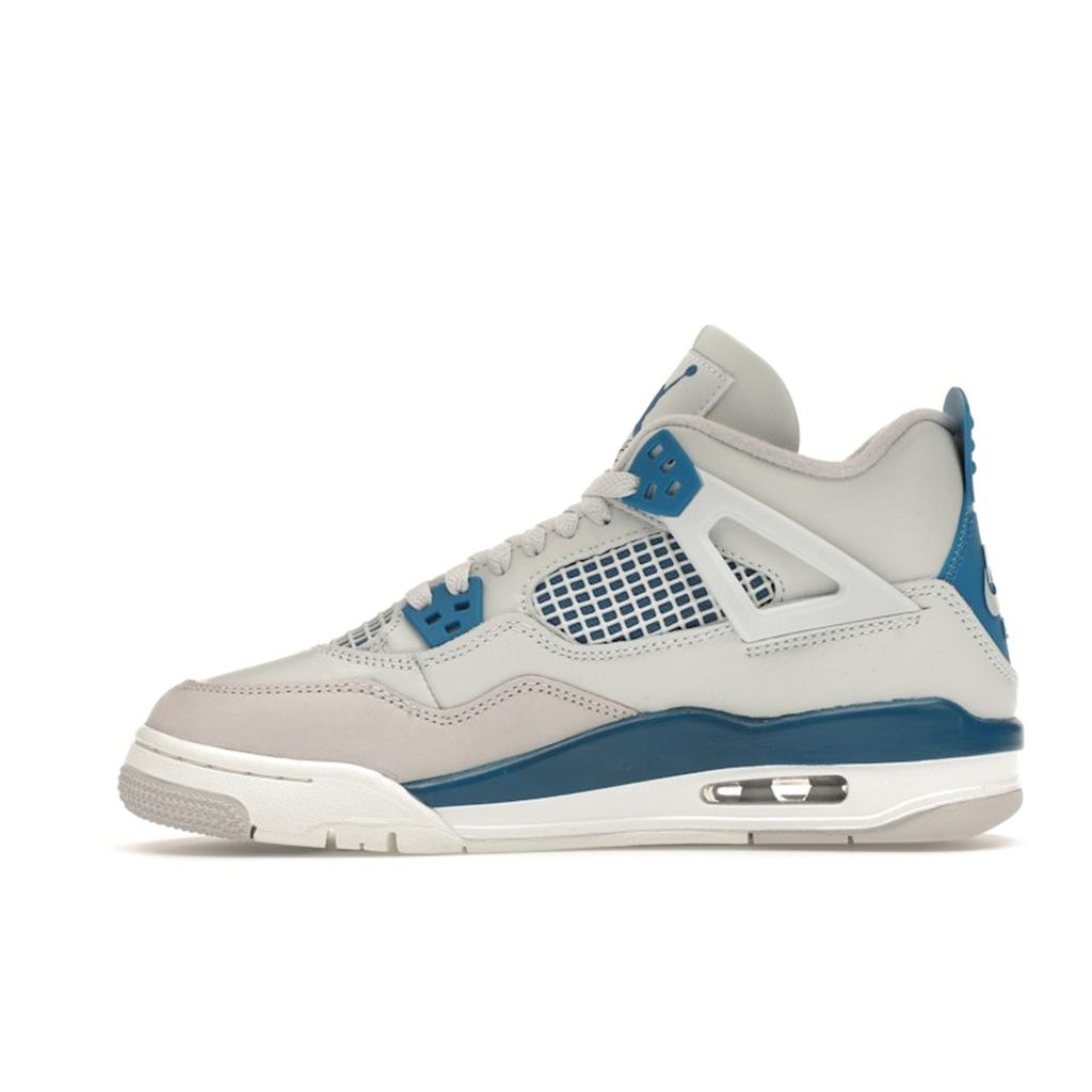 Air Jordan 4 Retro GS Military Blue 2024 Kids Sneakers White Off-White Neutral-Grey HF4281-141