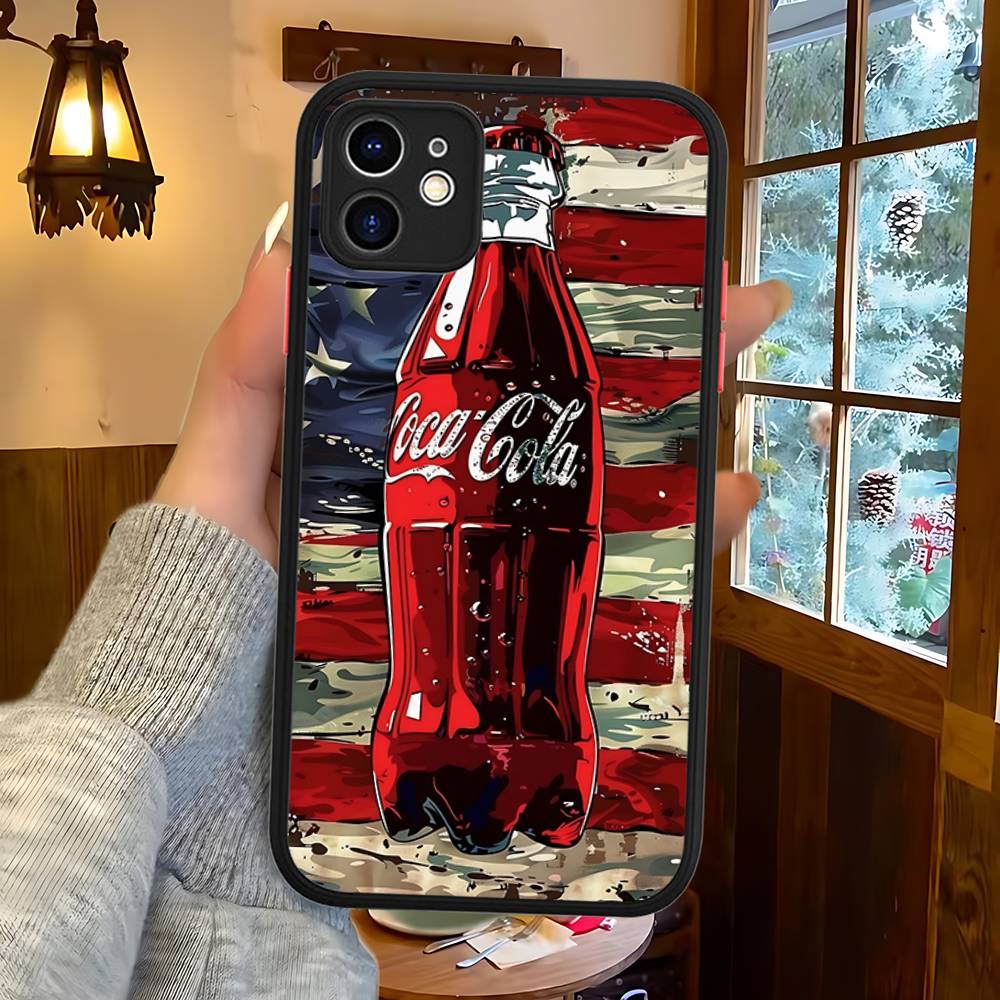 C-CocaS-Модный Кола Силиконовый Матовый Чехол Для Телефона Для Iphone 13 14 15 16 Pro Max 11 12 X Xs Max Мягкая Крышка