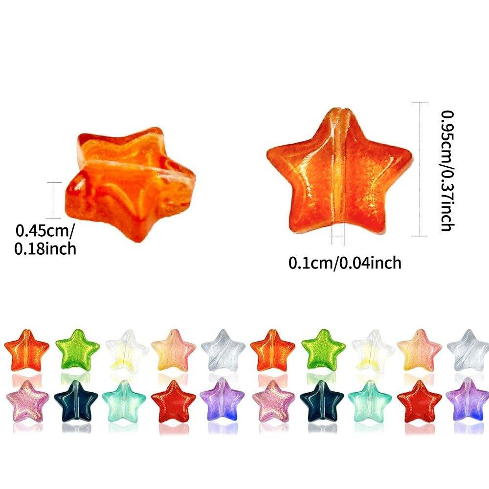 20/50/100pcs Glass Material Mixed Colors Star Glass Beads Creative Star Decorative Beads Colorful Interval Beads DIY Bracelet Necklace Earrings Key