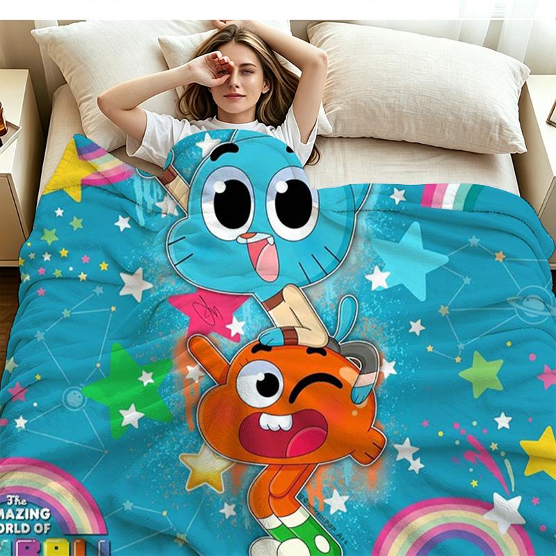 The Amazing World of Gumball Cartoon Print Flannel Blanket High Quality Warm Comfortable Cover for All Seasons Perfect for Gifts Home Decor