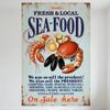 Винтажная металлическая жестяная вывеска «Свежие и местные морепродукты», Ретро-рустикальная потертая реклама морепродуктов для бара, кафе, ресторана, мужской комнаты, домашнего декора