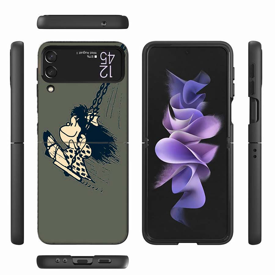 Милый чехол для телефона Мафальда для Samsung Galaxy Z Flip 7 6 Z Flip 5 4 3 5G Ударопрочный жесткий чехол