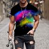 Summer Colorful 3D Digital Printed Short Sleeve Casual Loose Round Neck T-Shirts Men’s