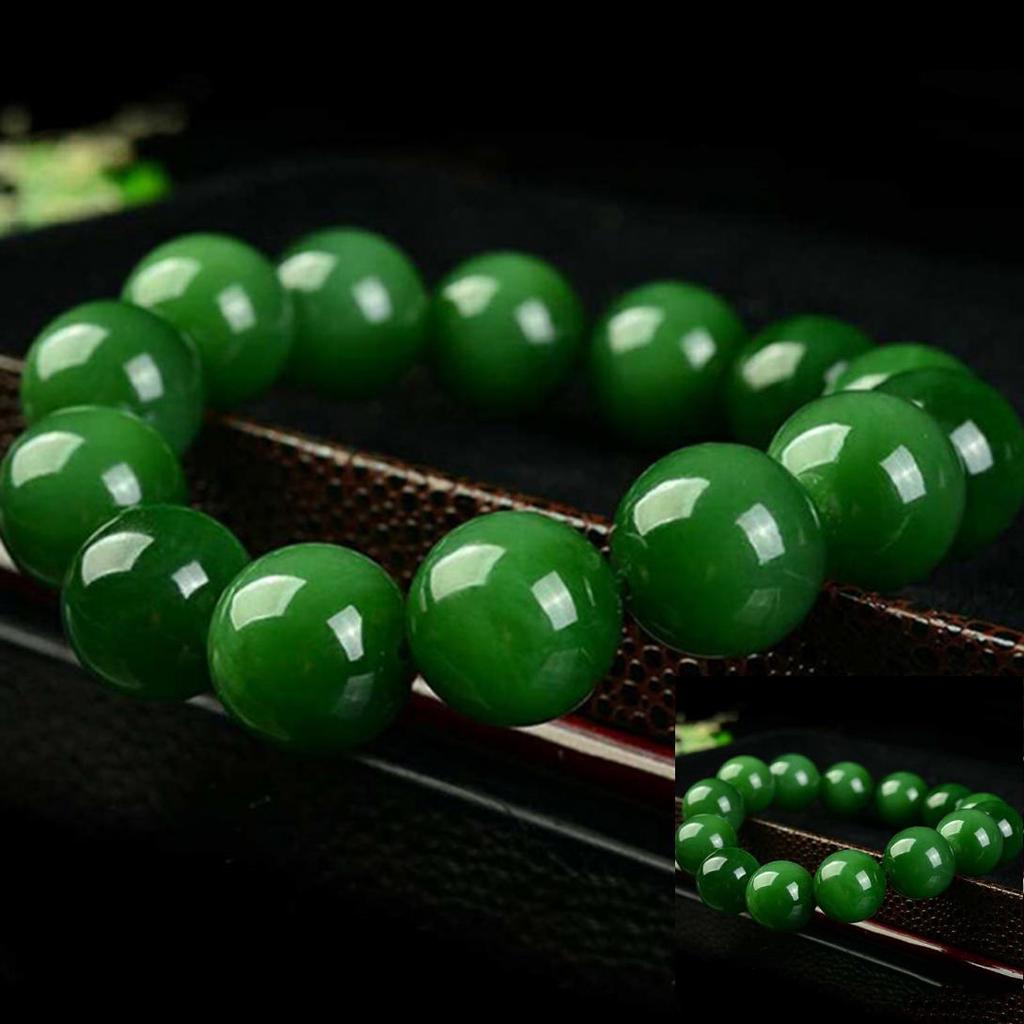 Monoceros натуральный 10 мм темно-зеленый круглый бисер из искусственного нефрита эластичный браслет подарок