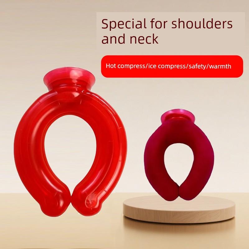 U-Shaped Hanging Neck Hot Compress Bag, Household Water-Filled Hot Water Bag, Explosion-Proof and Cold-Proof, Hot Compress for Shoulders and Neck