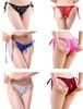 6 Piece Set Extreme Sexy String Show Underwear Lace Ribbon Hole Shorts [BAOQISHAN] Women's T-back
