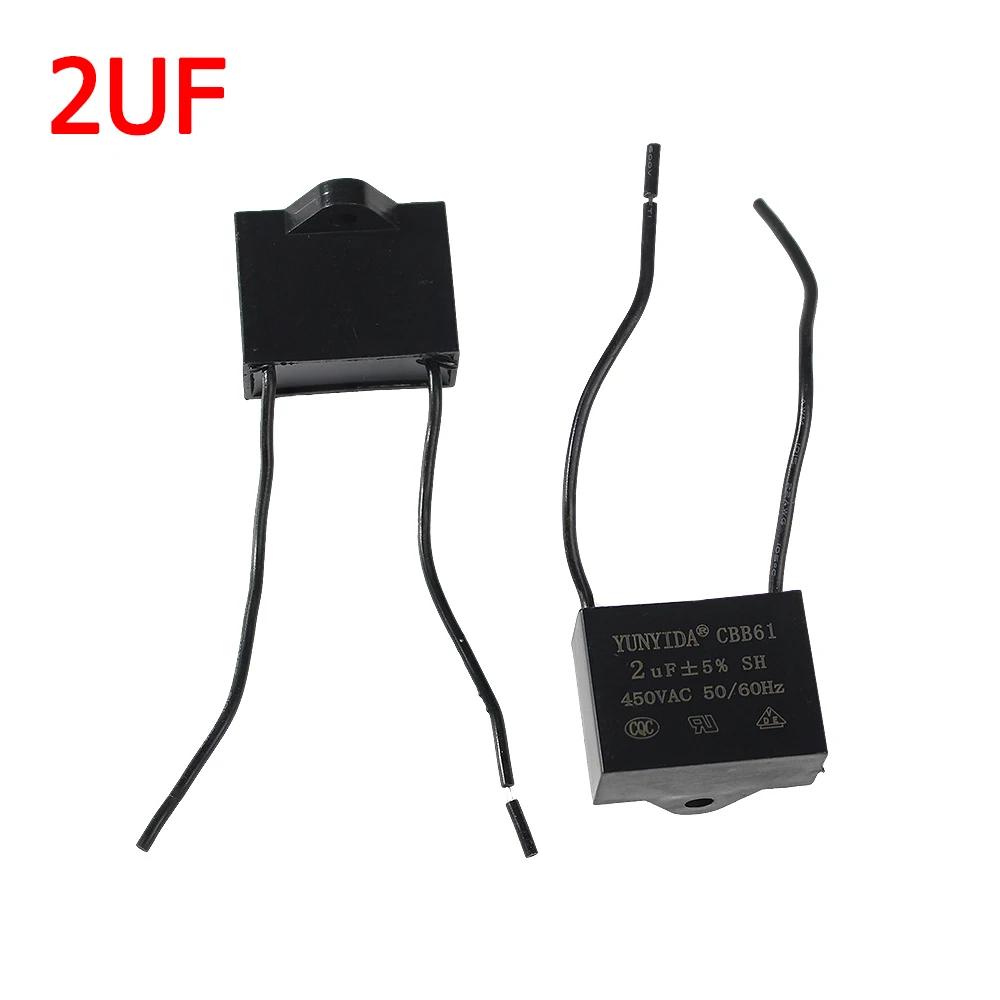 3pcs CBB61 450V Fan Capacitor 0.8/1/1.2/1.5/1.8/2/2.5/3/3.5/4/4.5/5/6/7/8/10 UF Ceiling Fan Motor Run Rectangle Capacitors Kit