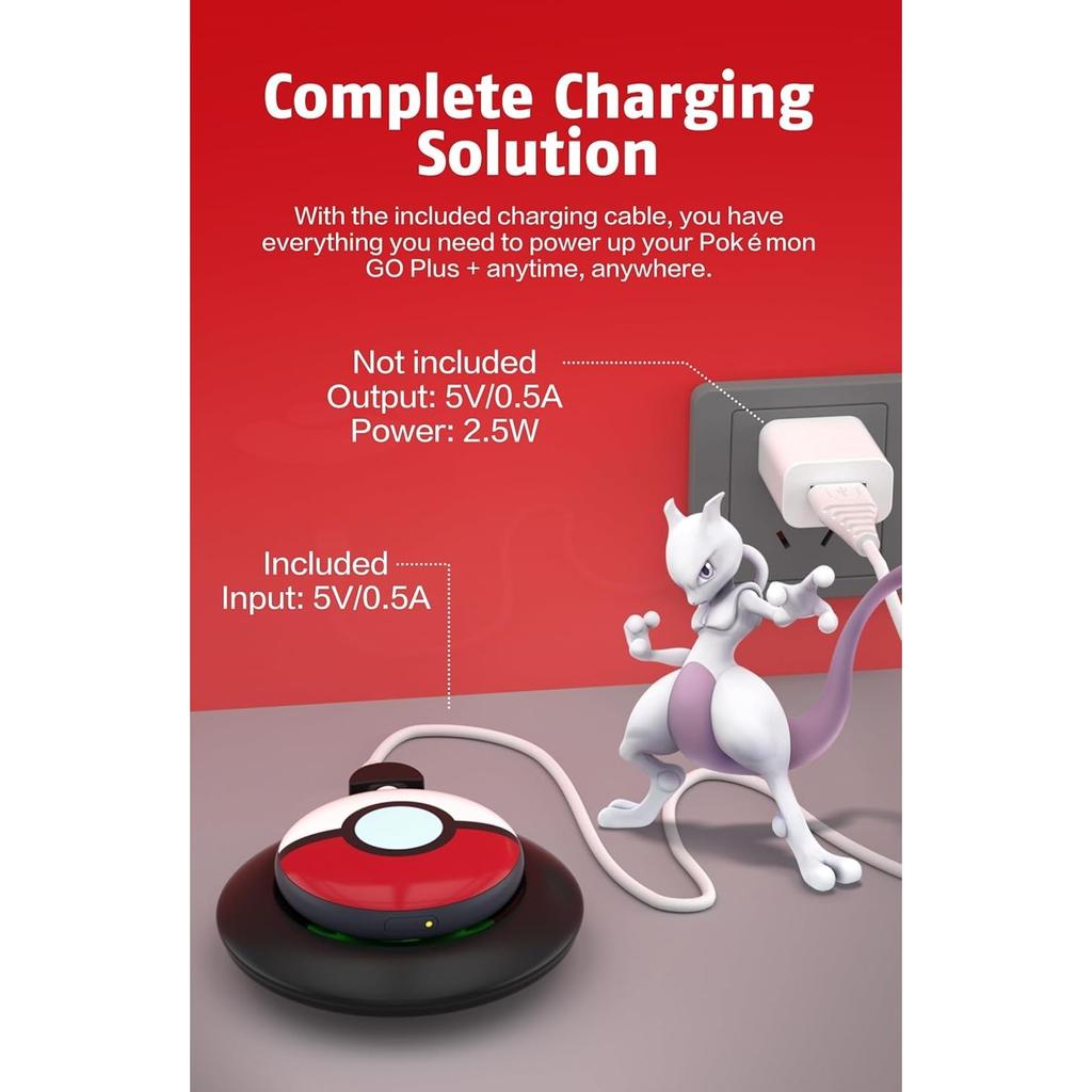 2 IN1 Magnetic Charging Stand and Silicone Protective Cover Pokémon GO Plus+ Charging Holder with USB Type-C Charger Cable and RGB Indicators
