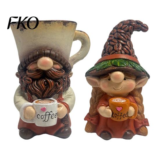 Kitchen Gnome Decor Coffee Ornaments, Cute Resin Figurines, Decorative Tabletop Hand Painted Set Centerpiece for Bar & Lovers Couple Gnomes