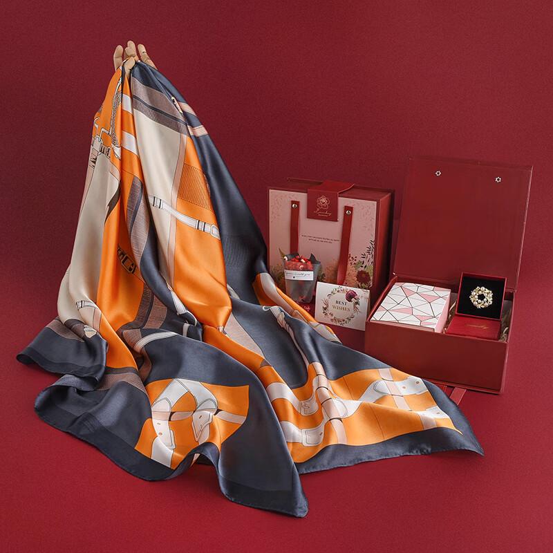Hangsilu Silk Scarf, Warm Women's Outer Wrap Shawl, Skin-Friendly Scarf, Scarf with Comb Set, Birthday Gift for Mother And Elders
