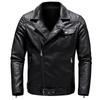 Autumn Men's New Solid Color Slim Zipper Handsome Oblique Zipper Jacket Leather Jacket