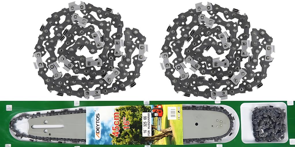 Gasoline Chainsaw Guide Bar + 2x Chains 45cm 16'' 66 1.5 325