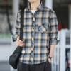 Spring and Autumn New Plaid Shirt Men's Lapel Shirt Korean Version of Loose Versatile Casual Long-sleeved Shirt Versatile