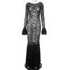 "M24DS187 Women's Summer Lace Fishtail Dress - Sexy, Sheer, Round Neck"
