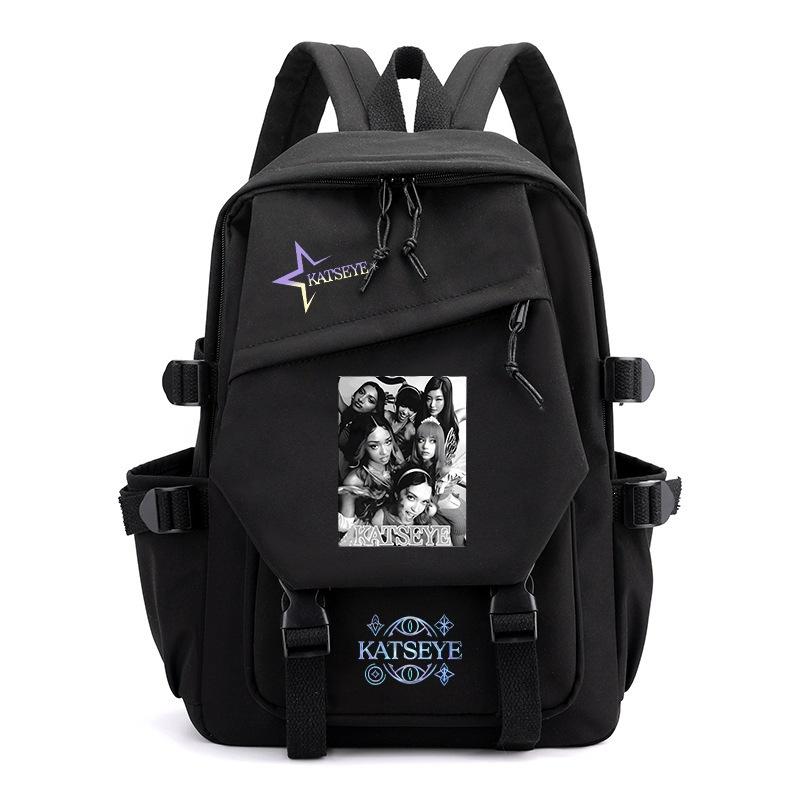 KATSEYE Print Canvas Backpack Korean Pop Student Bookbag Large Capacity Lightweight