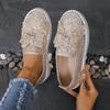 2025 Designer Shoes Ladies Flat Sequined Sneakers Casual Women's Mesh Lace-up Fine Diamond Sequins Platform Vulcanized Shoes