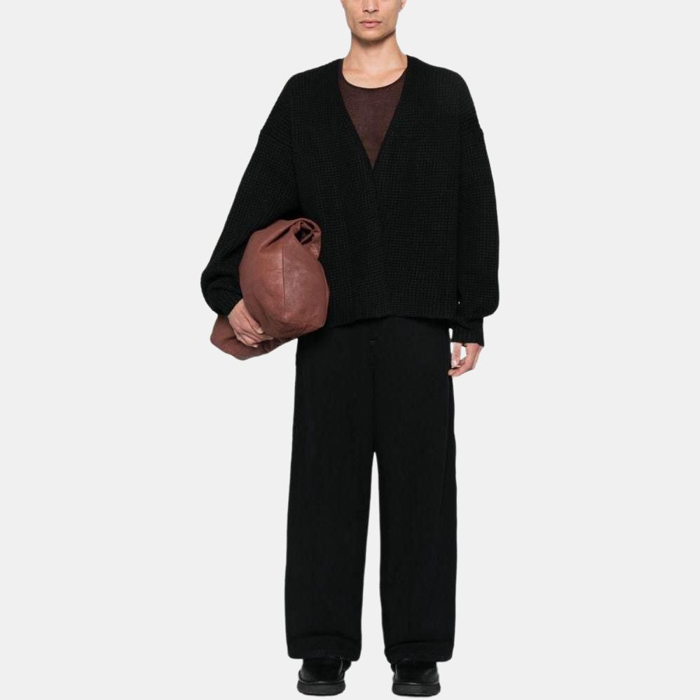 Fear of God Essentials Тяжелый Вафельный Кардиган Черный Мужские Топы 192BT246200F
