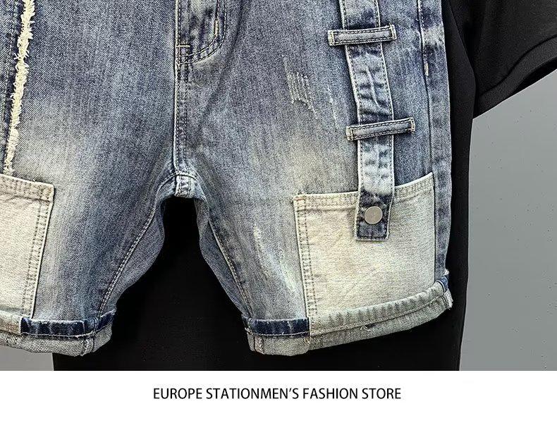 Men's Trendy Casual Denim Shorts - Versatile Summer Fashion with Loose Fit and Distressed Details