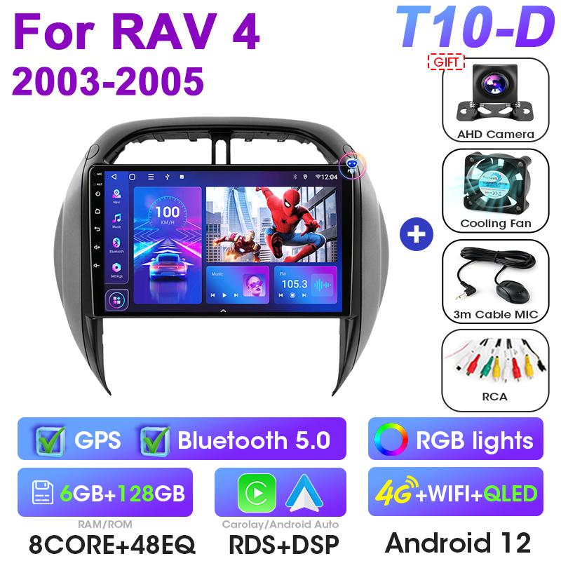2 Din Android 12 автомобильное радио для Toyota RAV4 RAV 4 2003 -2005 мультимедийный видеоплеер GPS 4G Carplay Авто Стерео RDS DVD Головное устройство