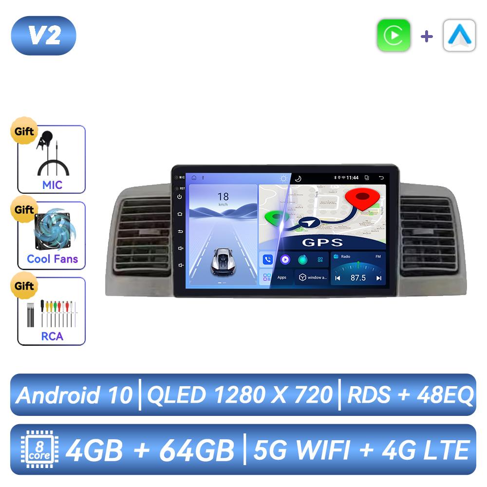 Автомагнитола для Toyota Corolla E120 E130 2000 - 2004 Android Мультимедиа Видео Плеер Навигация GPS Carplay Сенсорный Экран Авто Стерео Интеллектуальные Системы