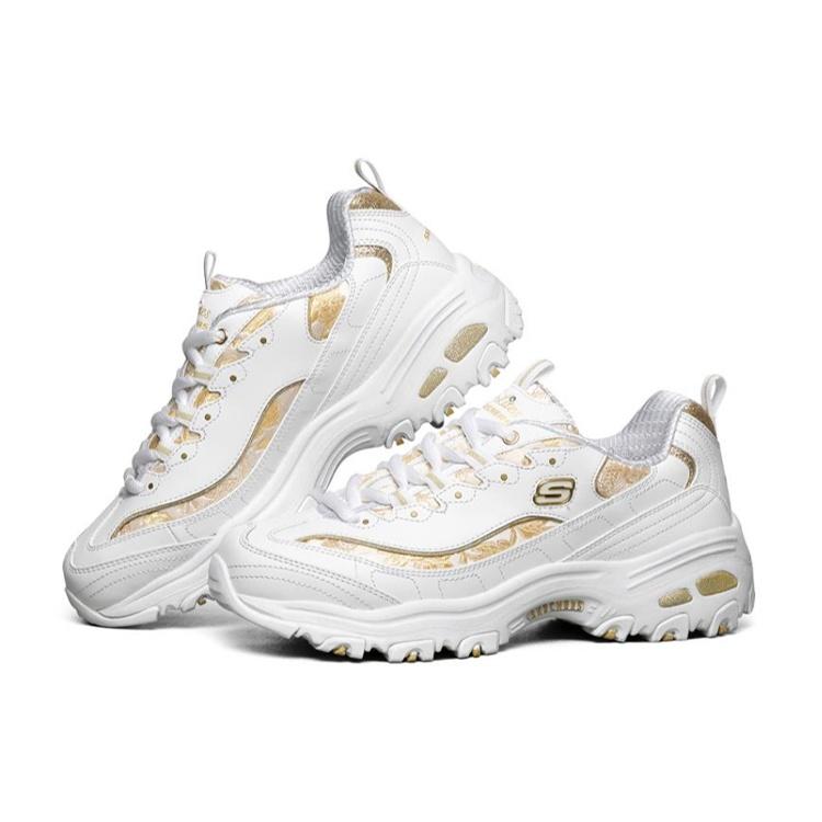 (WMNS) Skechers D lites 1.0 White/Gold Women's 13091-WHT