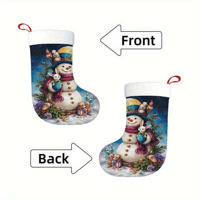Christmas decoration fireplace hanging stocking1pc, Detailed Cross-Stitch Pattern - Festive Stockings, Santa D