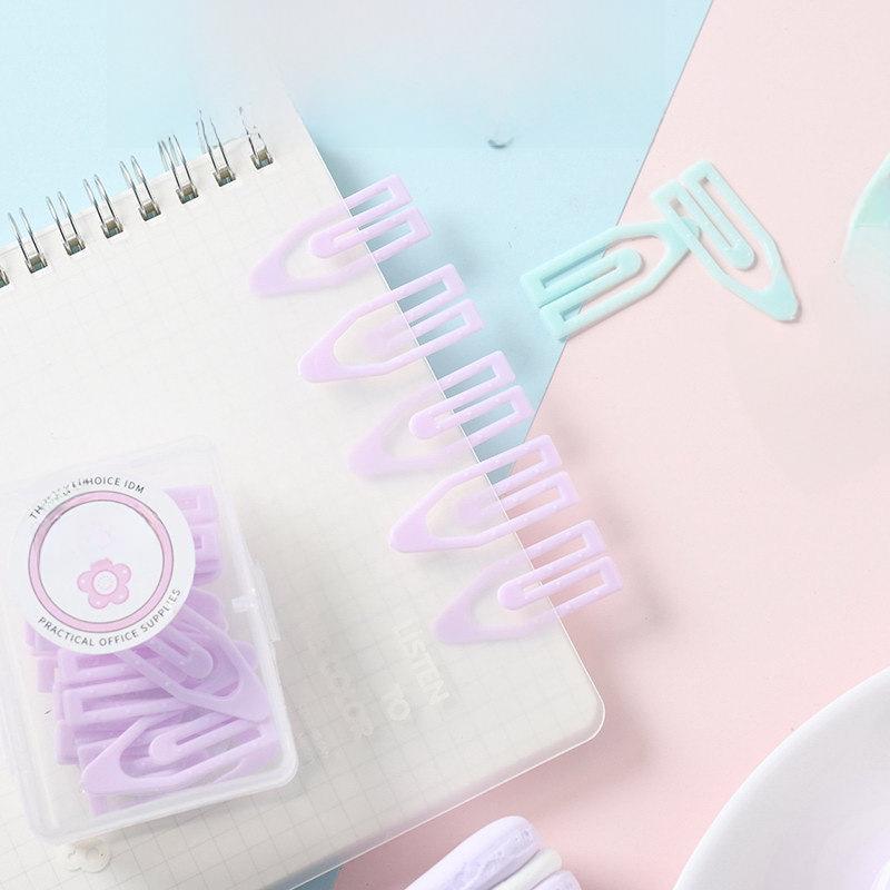 Скрепки для бумаги в форме лодок Macaron Color, креативный набор в коробке с большими и маленькими металлическими скрепками для использования в офисе